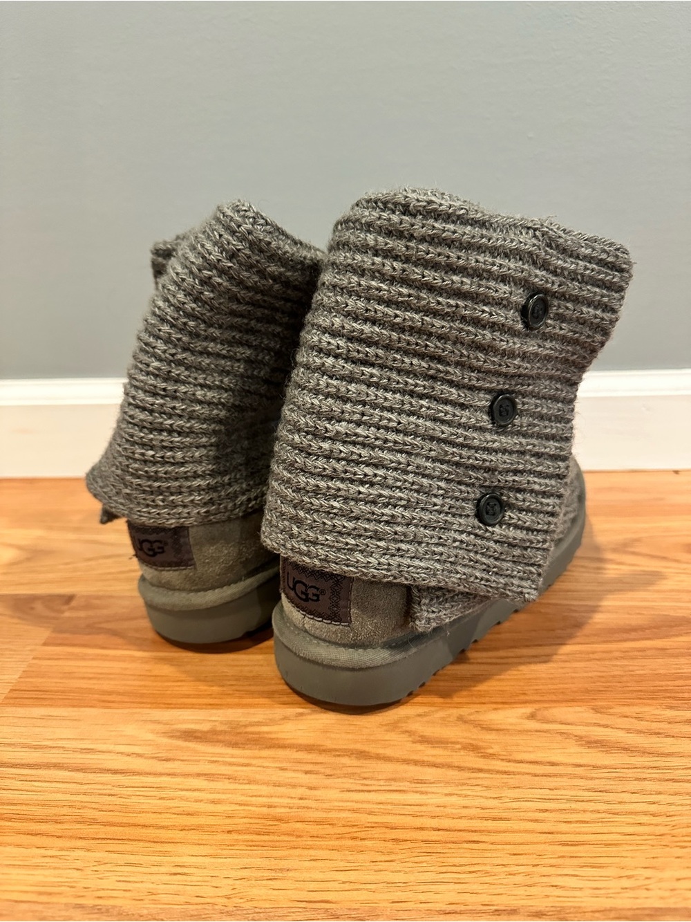 UGG Knit Sweater Fold-Over Grey Boots
